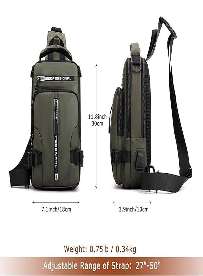 FICTIOUS Waterproof Crossbody Sling Bag with USB Charging Port - Lightweight Chest Backpack for Men & Women - Ideal for Travel, Hiking, Gym, Cycling, Outdoor Use (Multicolor, 1Pcs) - Image 2