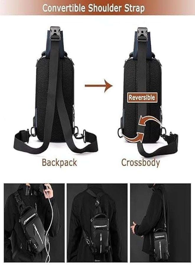 FICTIOUS Waterproof Crossbody Sling Bag with USB Charging Port - Lightweight Chest Backpack for Men & Women - Ideal for Travel, Hiking, Gym, Cycling, Outdoor Use (Multicolor, 1Pcs) - Image 5