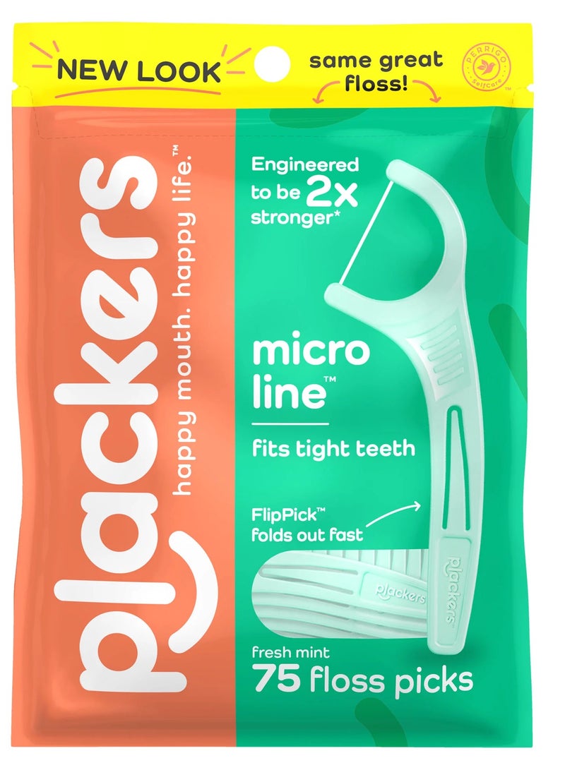 خيوط تنظيف الأسنان ميكرو لاين بنكهة النعناع الطازج 75 قطعة