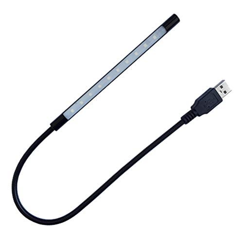 Eleidgs DZYDZR Keyboard Light Laptop Lamp USB LED 5V 1W 10 LED Long Gooseneck Touch Dimmer Lamp (Black) - Image 1