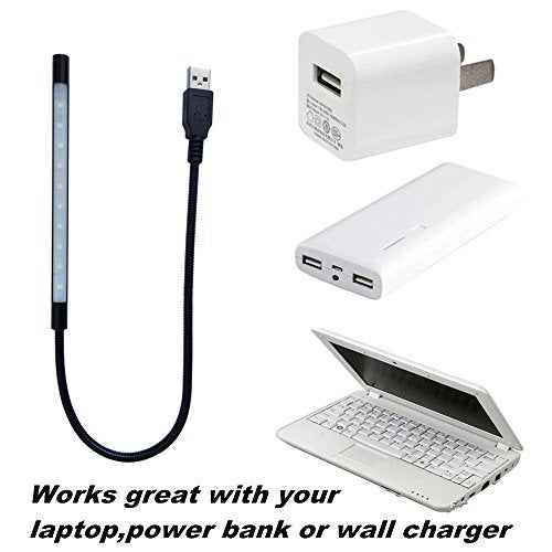 Eleidgs DZYDZR Keyboard Light Laptop Lamp USB LED 5V 1W 10 LED Long Gooseneck Touch Dimmer Lamp (Black) - Image 5