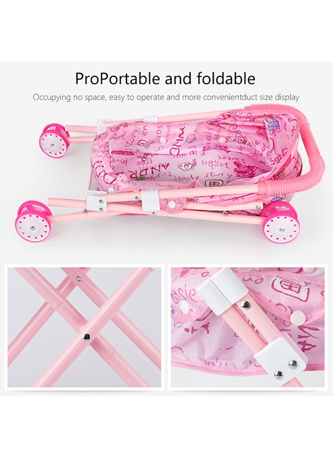 Generic Baby Doll Stroller for Toddlers 3 4 5 6 Year Old Girls, 11 PCS Baby Stroller Toy, 21'' Foldable Doll Stroller with Storage Basket, 13'' Baby Doll, Baby Doll Accessories, Toy Gift for Girls  - Image 3