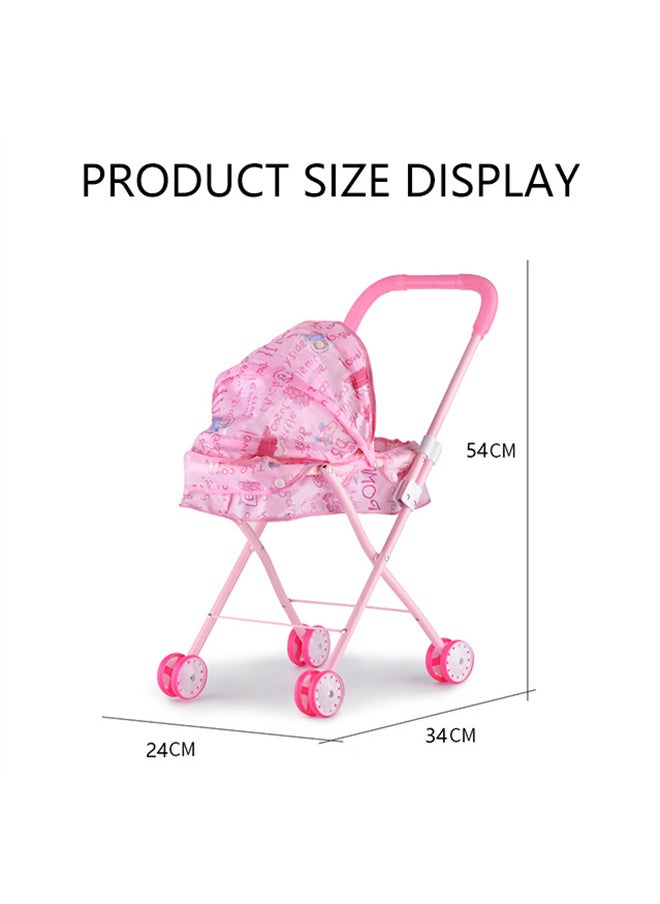 Generic Baby Doll Stroller for Toddlers 3 4 5 6 Year Old Girls, 11 PCS Baby Stroller Toy, 21'' Foldable Doll Stroller with Storage Basket, 13'' Baby Doll, Baby Doll Accessories, Toy Gift for Girls  - Image 4