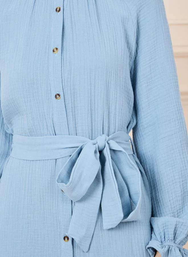 Styli Belted Long Sleeve Dress