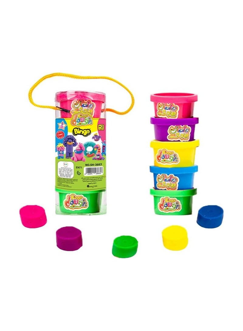 Bingo A box of Bingo Doh clay consisting of 5 small pieces (pink - purple - yellow - green - blue) - Image 1