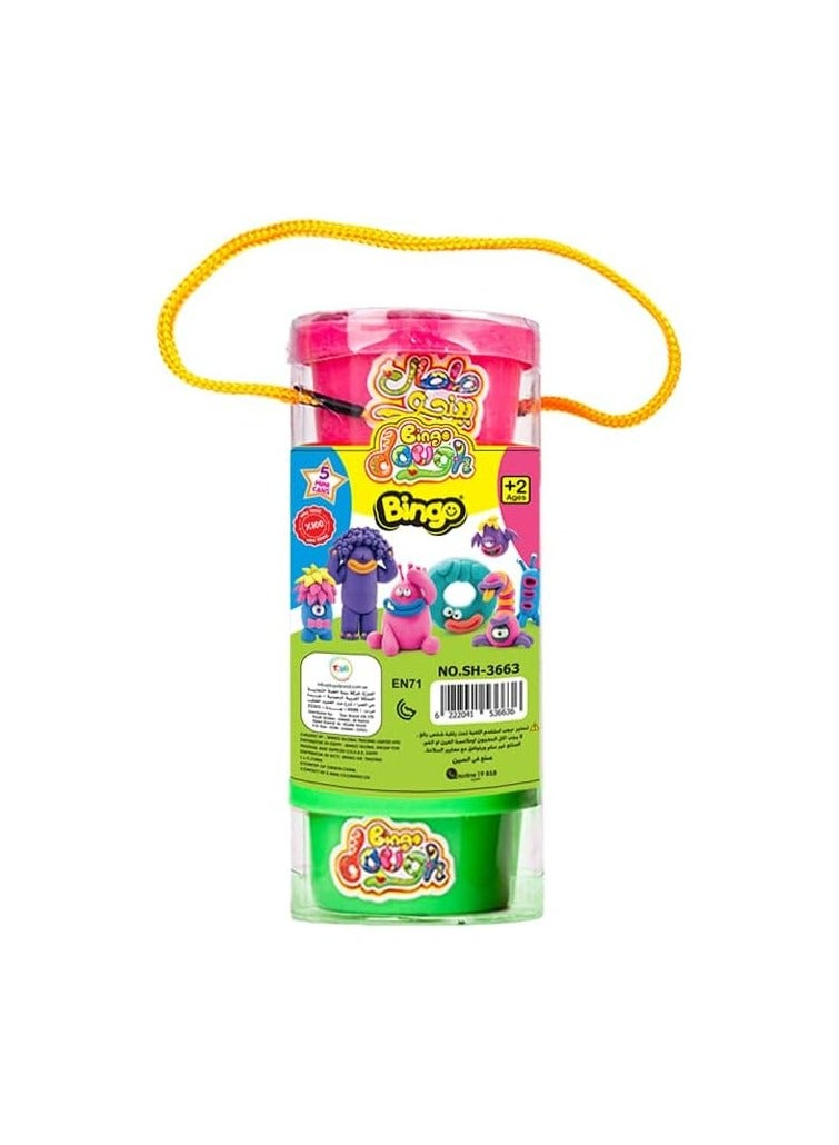 Bingo A box of Bingo Doh clay consisting of 5 small pieces (pink - purple - yellow - green - blue) - Image 2