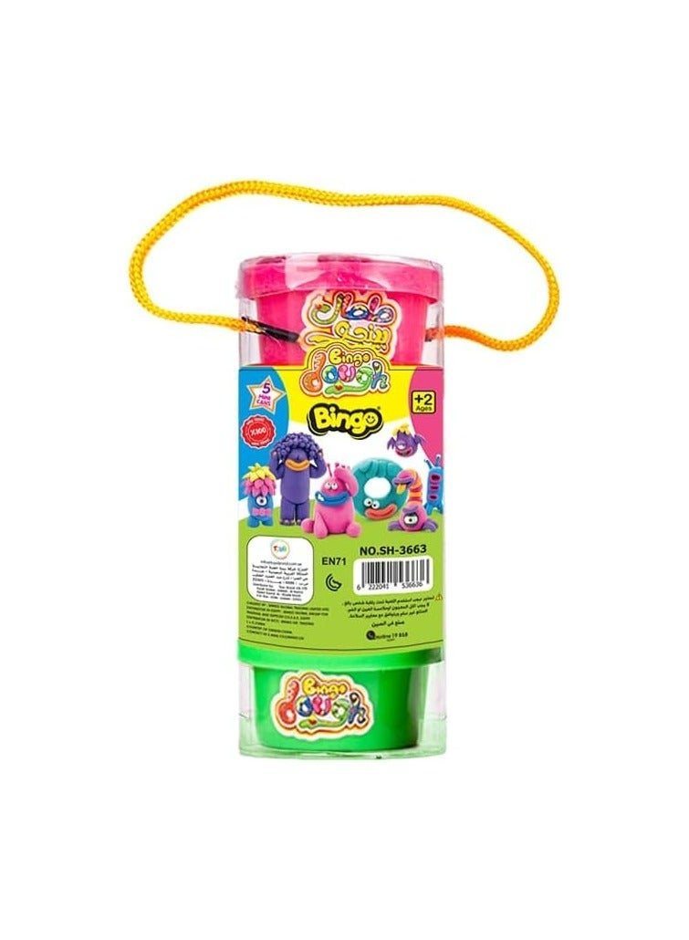 Bingo A box of Bingo Doh clay consisting of 5 small pieces (pink - purple - yellow - green - blue) - Image 2
