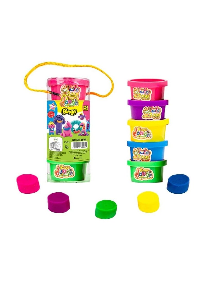 Bingo A box of Bingo Doh clay consisting of 5 small pieces (pink - purple - yellow - green - blue) - Image 1