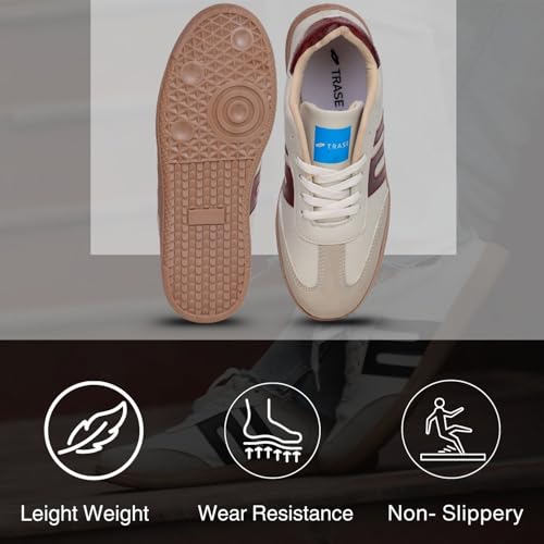 TRASE Casual Sneaker Shoes for Women | Soft Cushioned Insole | Sneakers for Woman | Lightweight | Comfortable | Stylish, Trendy Girls and Women Sneakers with Laces (Cream-Maroon, 7 UK) - Image 4