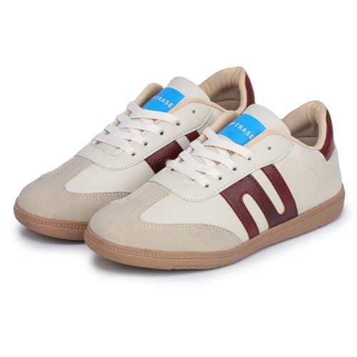 TRASE Casual Sneaker Shoes for Women | Soft Cushioned Insole | Sneakers for Woman | Lightweight | Comfortable | Stylish, Trendy Girls and Women Sneakers with Laces (Cream-Maroon, 7 UK) - Image 5