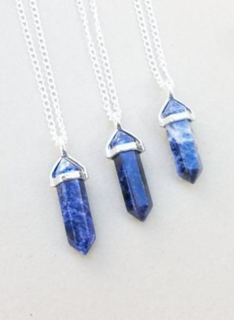 Blue Sodalite Pendant Natural Gemstone Crystal Necklace - Image 1