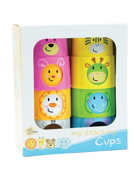 My Stacking Cups , 8 Piece Colorful Animal Face Nesting & Stacking Toy Set for Babies & Toddlers , BPA-Free, Durable Plastic Cups for Bath, Playroom, or Sandbox , Early Learning Toy for Ages 3 Months+ , Enhances Motor Skills & Coordination