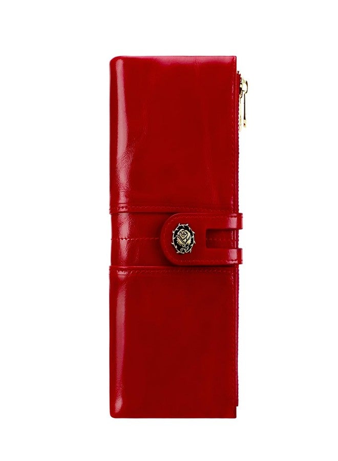 shuainiu Women's RFID Blocking Wallet Soft Leather Clutch Money Ladies Purse Slim Card Holder Organizer Zip Pocket (3020-Red) - Image 1