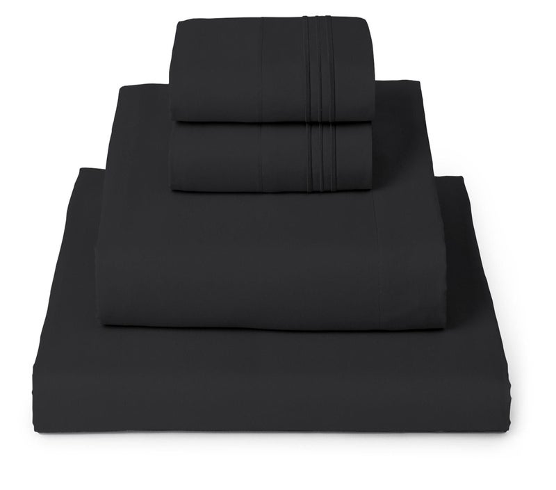 Mellanni California King Sheets Set 4 PC Iconic Collection Bedding Hotel Luxury Extra Soft Cooling Bed Sheets Wrinkle Fade Stain Resistant Cal King Black
