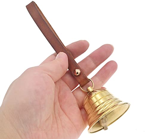 KMOATIM Brass Hanging Bell for Door Knob Decoration, Gold Home Garden Christmas Decor Shopkeepers Bell on Leather Rope Xmas DIY - Image 4
