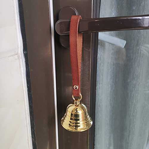 KMOATIM Brass Hanging Bell for Door Knob Decoration, Gold Home Garden Christmas Decor Shopkeepers Bell on Leather Rope Xmas DIY - Image 3