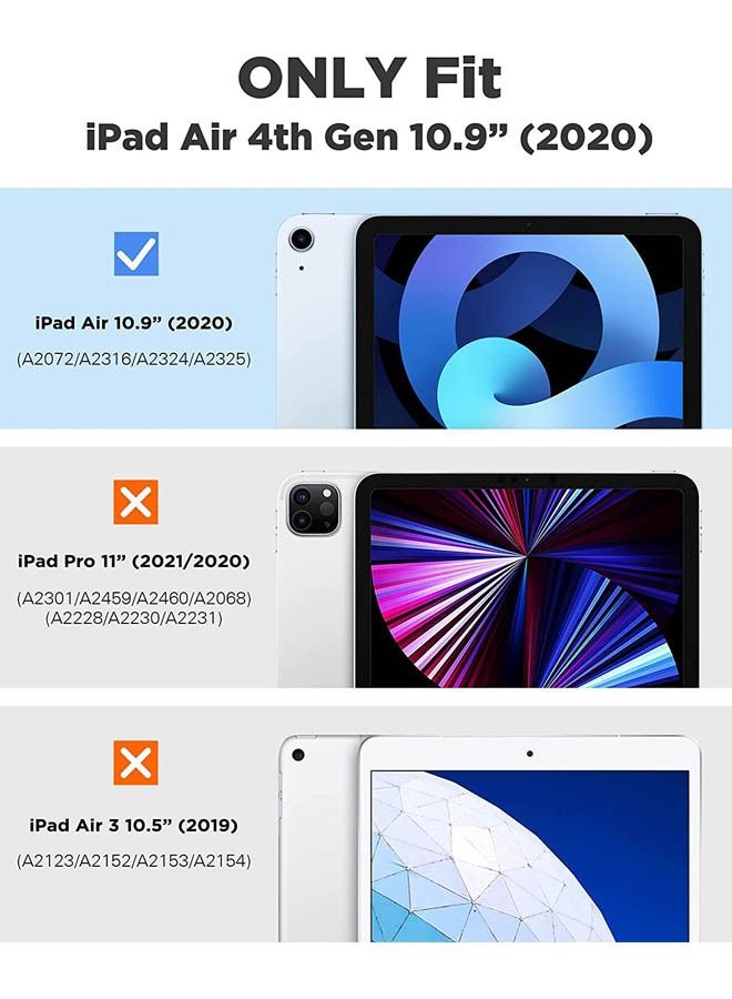 Rock Pow Protective Case Cover For Apple iPad Air4/Air5 10.9 inch (2020/2022) Generation with Pencil Holder, [Support Apple Pencil Charging and Touch ID], Clear Transparent Case with Auto Wake/Sleep,Blue - Image 2