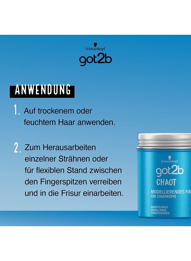 Got2b Chaot Modeling Fibre Gum Hold 3 (100ml) Hair Wax for Men Creates Tousled Looks, Hair Paste with Strong but Flexible Hold for Individual Styles - Image 3