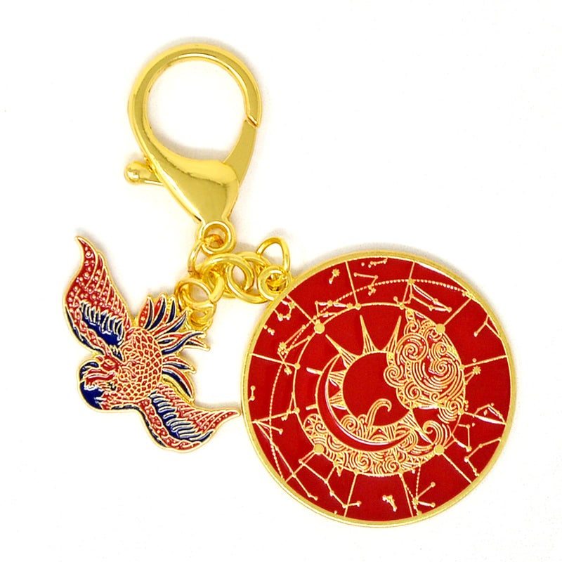 Fengshuibringluck Feng Shui Crimson Phoenix Lunar Mansions Harmonizing Amulet Astrolabe Transform Luck Keychain  Red  11*4.5Cm/4.3*1.7In  (Fw4965) - Image 4