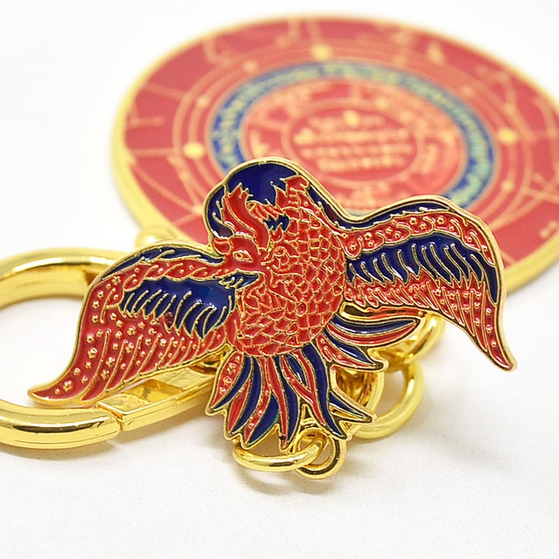 Fengshuibringluck Feng Shui Crimson Phoenix Lunar Mansions Harmonizing Amulet Astrolabe Transform Luck Keychain  Red  11*4.5Cm/4.3*1.7In  (Fw4965) - Image 5