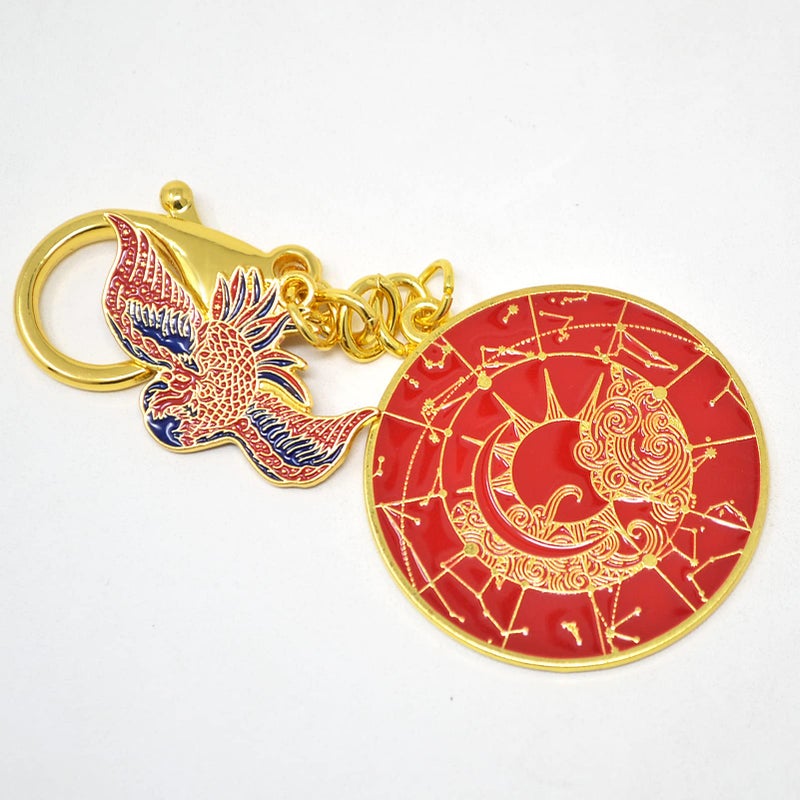 Fengshuibringluck Feng Shui Crimson Phoenix Lunar Mansions Harmonizing Amulet Astrolabe Transform Luck Keychain  Red  11*4.5Cm/4.3*1.7In  (Fw4965) - Image 2
