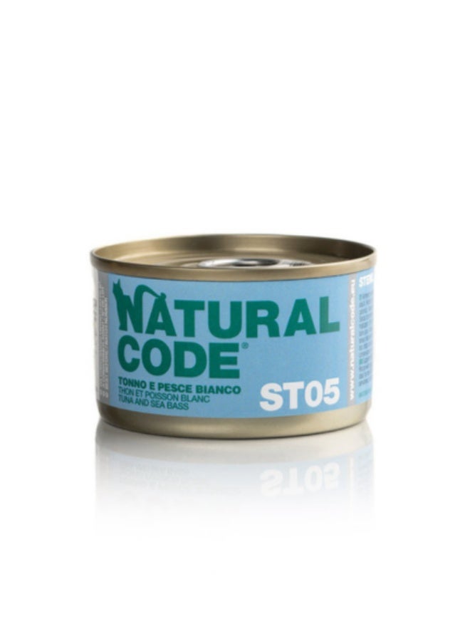 Natural Code ST05 Canned Tuna & Sea Bass for Cats - 85g - Image 1