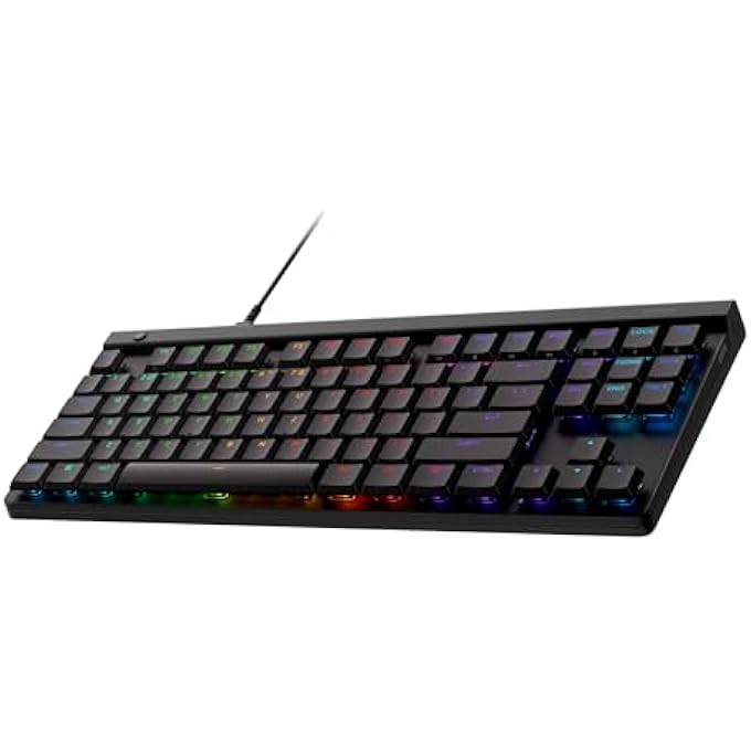 rayihni 515 TKL WIRED LOW PROFILE GAMING KEYBOARD, FULLY CUSTOMIZABLE RGB, DOUBLE-SHOT PBT KEYCAPS, TACTILE/BROWN SWITCHES - BLACK - Image 1