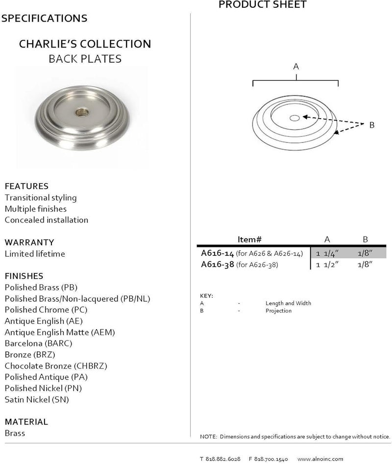 Alno A616-14-AEM Charlie’s Collection Transitional Backplates, 1-1/4", Antique English Matte - Image 2