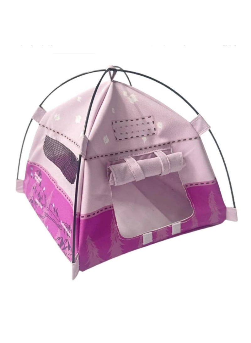 1:12 Scale Miniature Camping Tent Model for Movable Doll House Accessory Tiny Camping Equipment Decorative Scene Decor Photography Props Mini Display Tent for Outdoor Home Decoration pink - Image 1