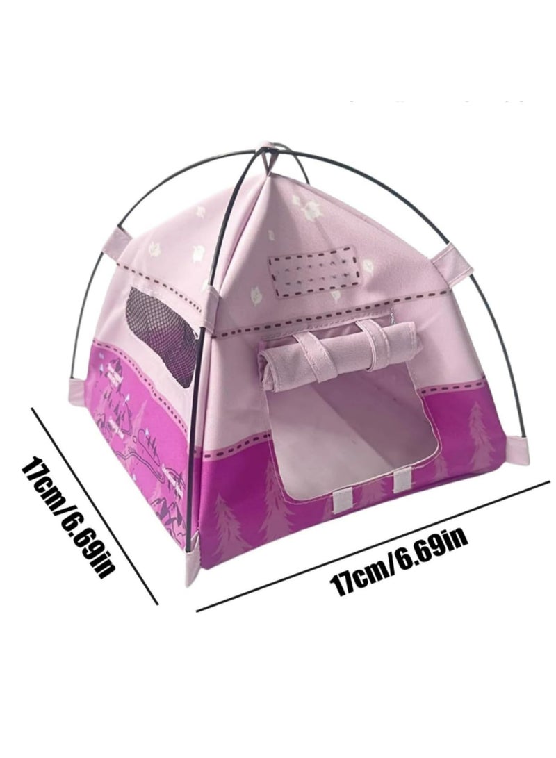 1:12 Scale Miniature Camping Tent Model for Movable Doll House Accessory Tiny Camping Equipment Decorative Scene Decor Photography Props Mini Display Tent for Outdoor Home Decoration pink - Image 2