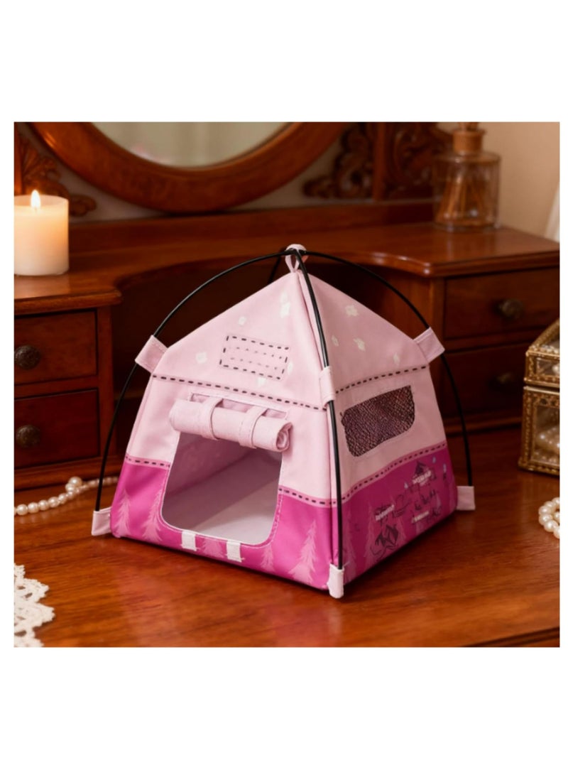 1:12 Scale Miniature Camping Tent Model for Movable Doll House Accessory Tiny Camping Equipment Decorative Scene Decor Photography Props Mini Display Tent for Outdoor Home Decoration pink - Image 4