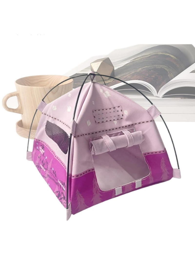 1:12 Scale Miniature Camping Tent Model for Movable Doll House Accessory Tiny Camping Equipment Decorative Scene Decor Photography Props Mini Display Tent for Outdoor Home Decoration pink - Image 5