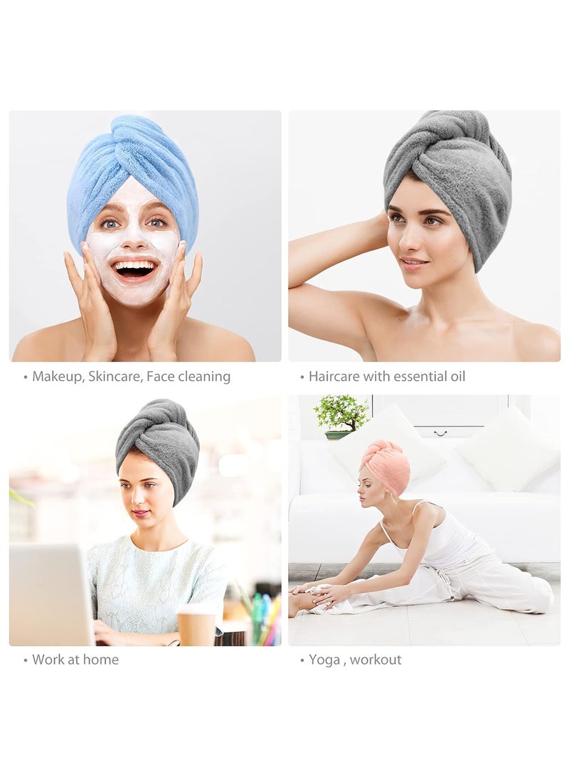 FLOPRO Microfiber Hair Towel Wrap Super Absorbent Twist Turban for Women Fast Drying Hair Caps with Buttons for Drying Curly Long Thick Hair Anti Friz  - Image 4