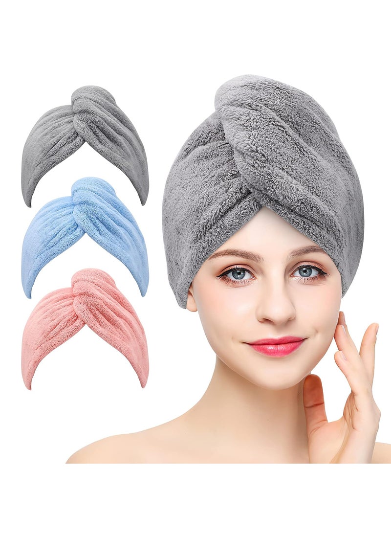 FLOPRO Microfiber Hair Towel Wrap Super Absorbent Twist Turban for Women Fast Drying Hair Caps with Buttons for Drying Curly Long Thick Hair Anti Friz  - Image 1