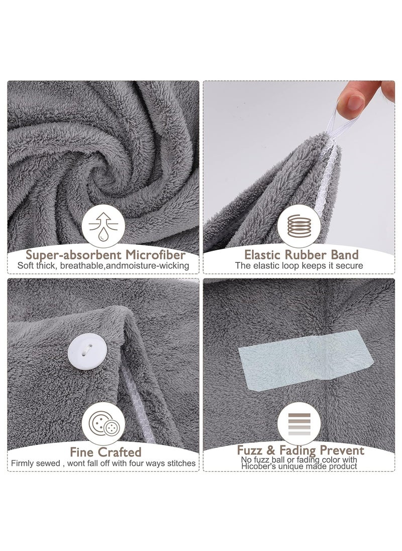 FLOPRO Microfiber Hair Towel Wrap Super Absorbent Twist Turban for Women Fast Drying Hair Caps with Buttons for Drying Curly Long Thick Hair Anti Friz  - Image 2