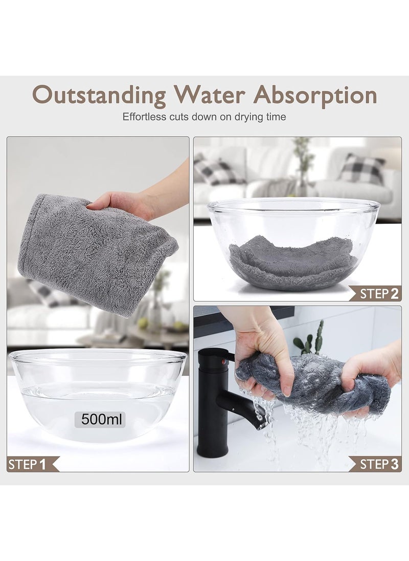 FLOPRO Microfiber Hair Towel Wrap Super Absorbent Twist Turban for Women Fast Drying Hair Caps with Buttons for Drying Curly Long Thick Hair Anti Friz  - Image 5