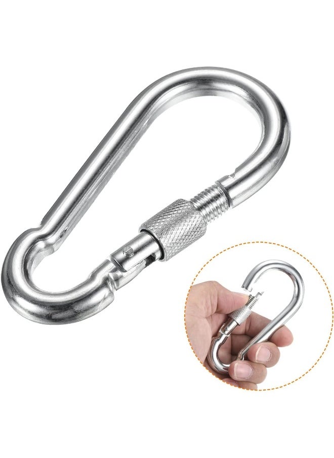 Biella 2Pcs Safe Lock Carabiner Clip GI Heavy Duty Spring Snap Clip Screw Lock Hooks for Outdoor Climbing, Hiking Camping, Gym, Boating, Hang Plants, Hammocks etc  - Image 2