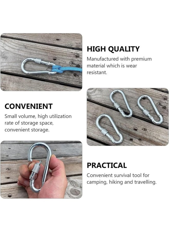 Biella 2Pcs Safe Lock Carabiner Clip GI Heavy Duty Spring Snap Clip Screw Lock Hooks for Outdoor Climbing, Hiking Camping, Gym, Boating, Hang Plants, Hammocks etc  - Image 3