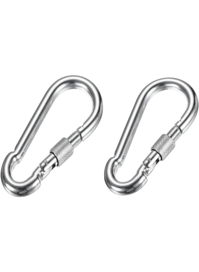 Biella 2Pcs Safe Lock Carabiner Clip GI Heavy Duty Spring Snap Clip Screw Lock Hooks for Outdoor Climbing, Hiking Camping, Gym, Boating, Hang Plants, Hammocks etc  - Image 1