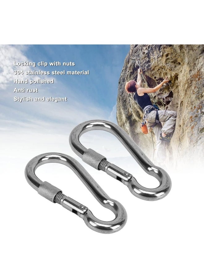 Biella 2Pcs Safe Lock Carabiner Clip GI Heavy Duty Spring Snap Clip Screw Lock Hooks for Outdoor Climbing, Hiking Camping, Gym, Boating, Hang Plants, Hammocks etc  - Image 5