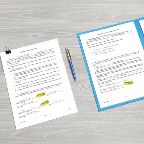 Redi-Tag 91032 Arrow Message Page Flag Refills, "Please Sign & Date", Yellow, 120 per Roll (Box of 6 Rolls) - Image 5