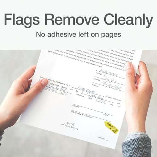 Redi-Tag 91032 Arrow Message Page Flag Refills, "Please Sign & Date", Yellow, 120 per Roll (Box of 6 Rolls) - Image 4