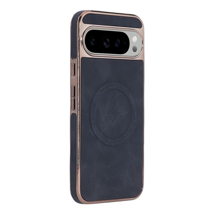 HuHa Protective Cover For Google Pixel 9 / 9 Pro Electroplated PC Sheepskin Invisible Magnetic MagSafe Phone Case(Black) - Image 1