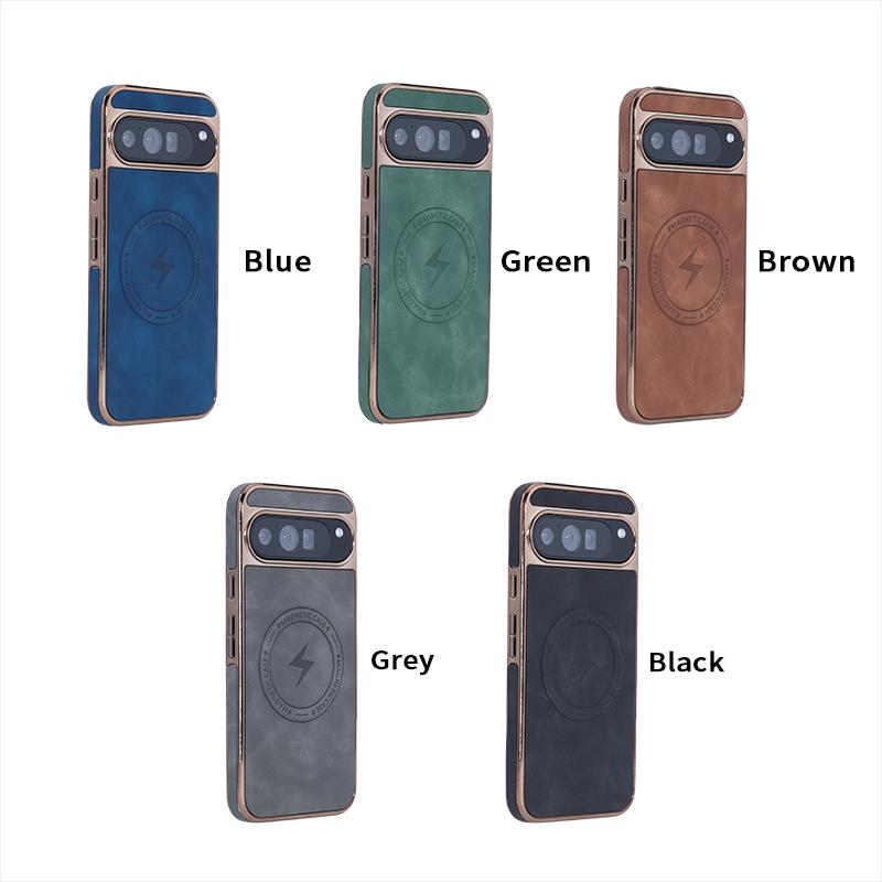 HuHa Protective Cover For Google Pixel 9 / 9 Pro Electroplated PC Sheepskin Invisible Magnetic MagSafe Phone Case(Black) - Image 2