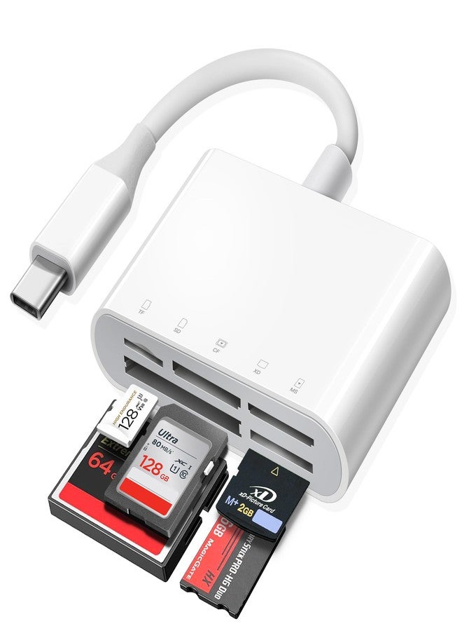 xdgeLoad USB C SD Card Reader for iPhone 15 iPad Mac, Type C Memory Card Adapter with 5 Slots Supports SD MicroSD CF XD MS Compatible with MacBook Air/Pro Samsung Galaxy S10/S9 and More Plug and Play - Image 1