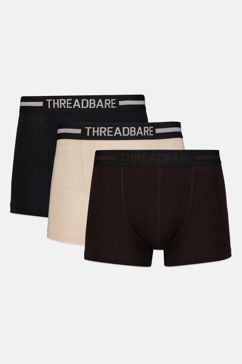 Threadbare Men 3 Pieces Brand Logo Boxers, Multicolor - Image 1