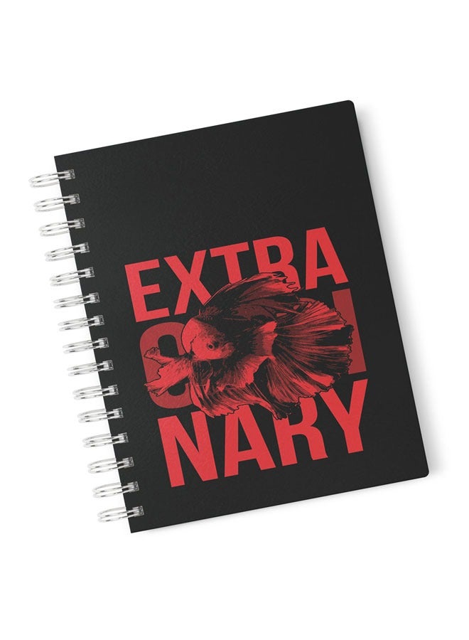 LIT Extra Ordinary Design Spiral Notebook Dark Red Fish Design - Image 1