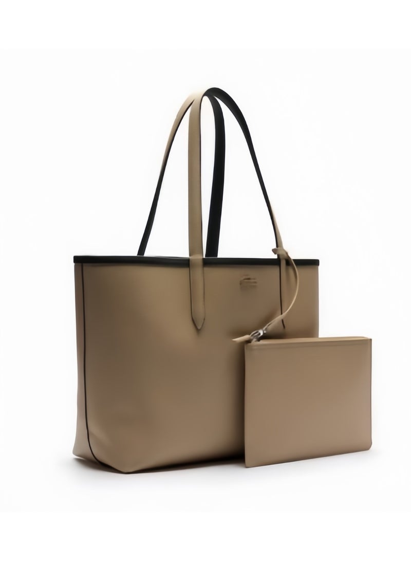 لاكوست حقيبة يد ذات وجهين ذات نغمتين كبيرة السعة، أنيقة متعددة الوظائف، أسود/بني - Image 5