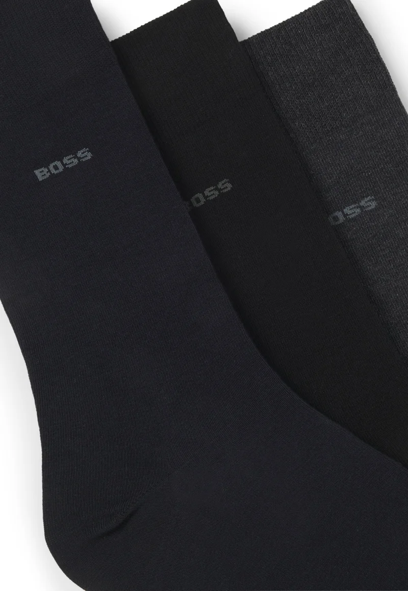 BOSS Three-pack of regular-length socks in stretch fabric
