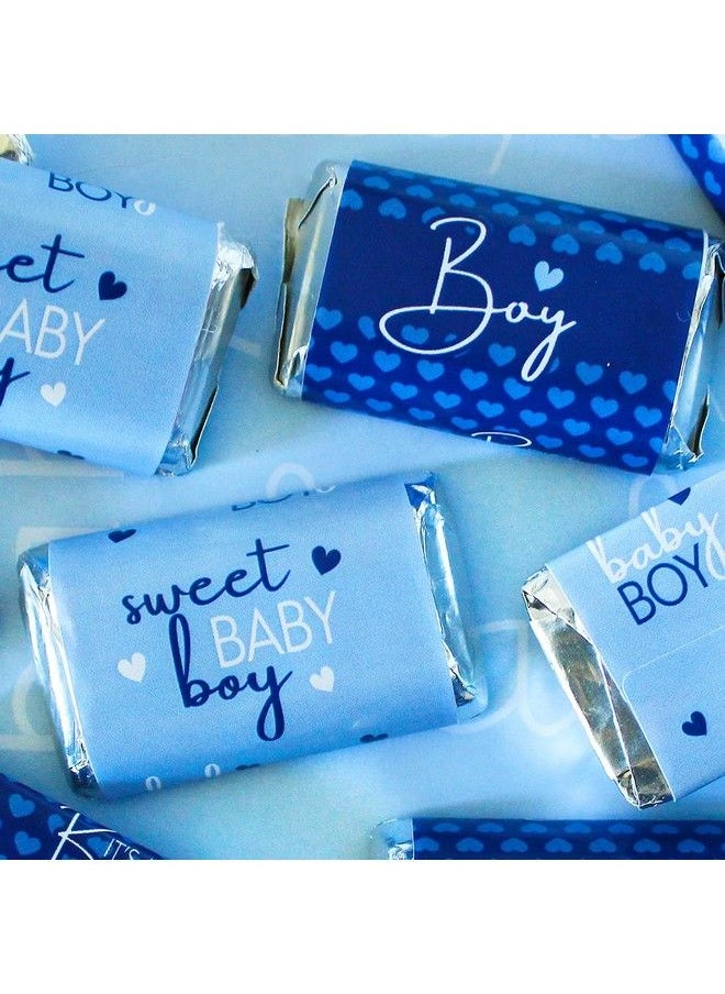 DISTINCTIVS - ملصقات تغليف حلوى الشوكولاتة الصغيرة Blue It A Boy، ملصقات هدايا حفلات الأطفال الصغار، 45 قطعة - Image 1